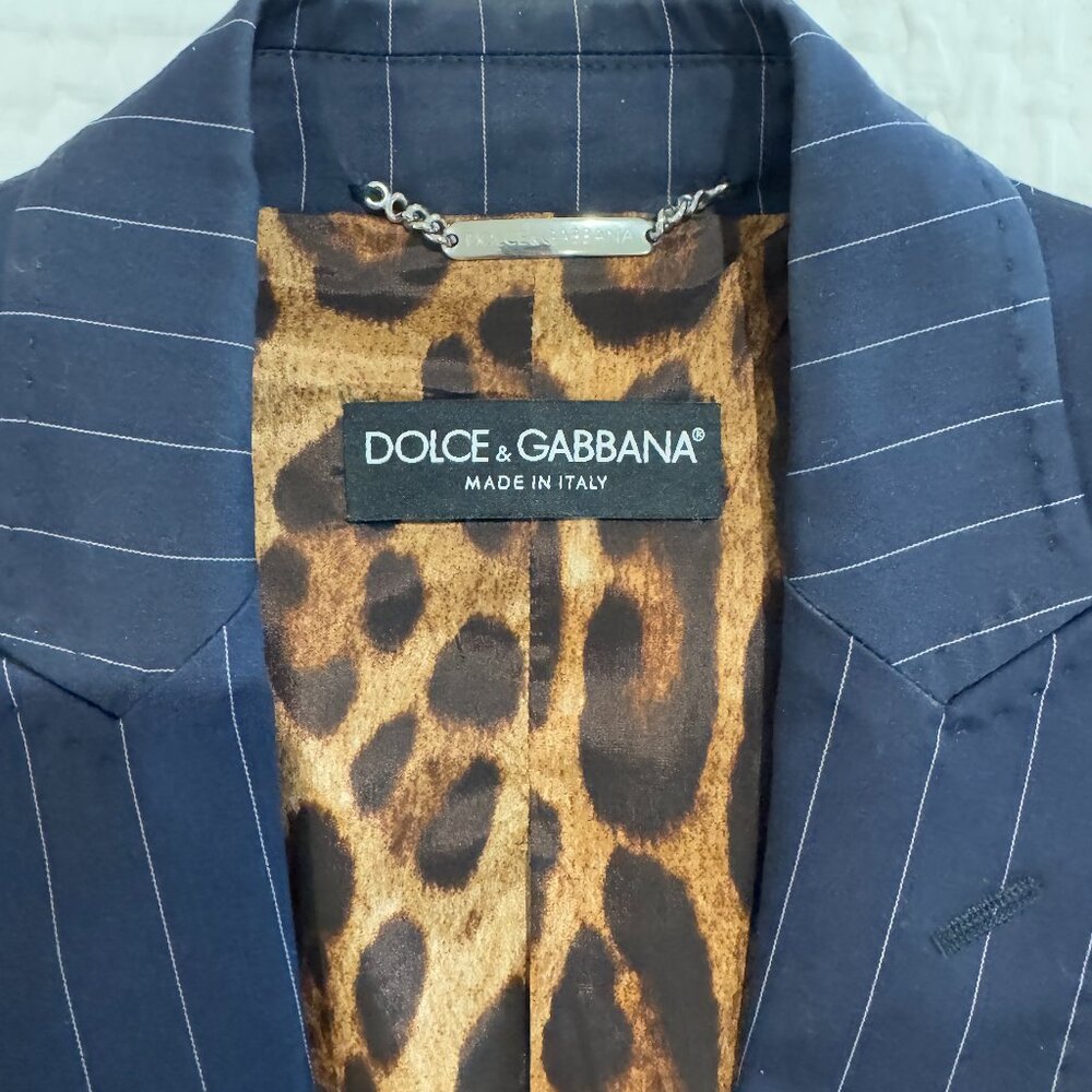 Dolce & Gabbana Navy Pinstripe Blazer